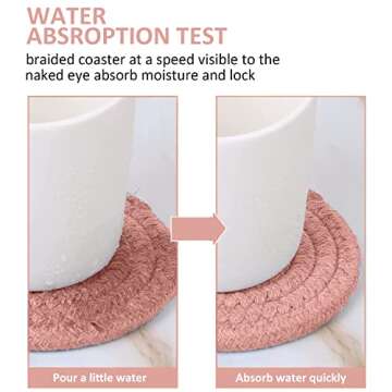 6 Pcs Coasters for Drinks, 4.3 Inch Fit for All Kinds of Cups, Super Absorbent Drink Coasters, Minimalist Cotton Handmade Coaster for Coffee Table Tabletop Protection Housewarming Gift for Home Decor