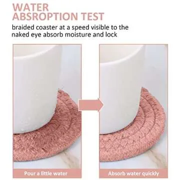 6 Pcs Coasters for Drinks, 4.3 Inch Fit for All Kinds of Cups, Super Absorbent Drink Coasters, Minimalist Cotton Handmade Coaster for Coffee Table Tabletop Protection Housewarming Gift for Home Decor