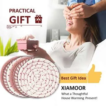 6 Pcs Coasters for Drinks, 4.3 Inch Fit for All Kinds of Cups, Super Absorbent Drink Coasters, Minimalist Cotton Handmade Coaster for Coffee Table Tabletop Protection Housewarming Gift for Home Decor