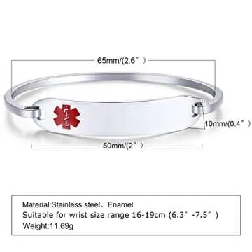 Stylish VNOX Medical Alert ID Bracelet for Women