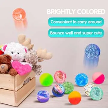 Ecoofor 24 Pieces Bouncy Balls 32mm Bounce Balls 6 Styles High Bouncing Balls Toys for Kids Party Favors Birthdays Gift Classroom