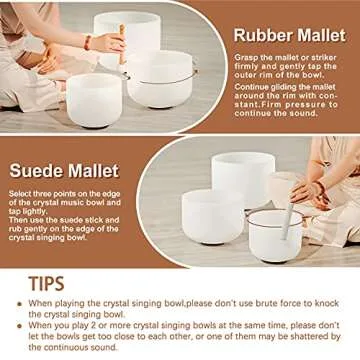432HZ Sound Healing Crystal Singing Bowl Set 8''-12''