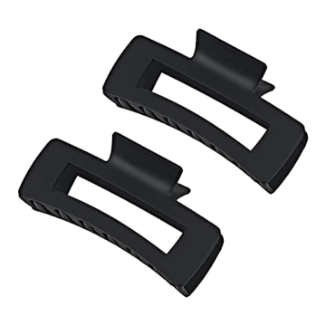 Stylish Black Hair Claw Clips for Women - Non-Slip, Matte Finish, 2 Pack