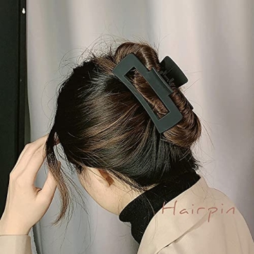 Non-Slip Matte Black Hair Claw Clips for Women - 2 Pack
