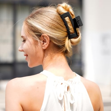 Non-Slip Matte Black Hair Claw Clips for Women - 2 Pack