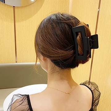 Non-Slip Matte Black Hair Claw Clips for Women - 2 Pack