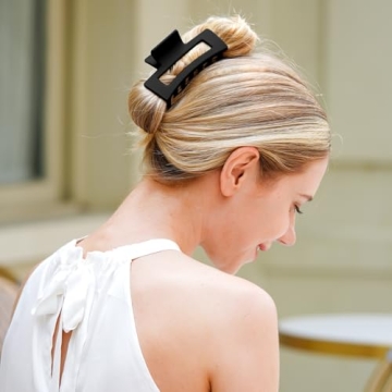 Non-Slip Matte Black Hair Claw Clips for Women - 2 Pack