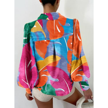 EVALESS Women's 2025 Fashion Multicolor Long Sleeve Blouse