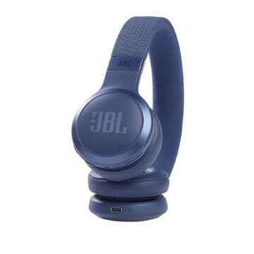 JBL Live 460NC wireless on-ear Noise Cancelling headphones with 50H battery, microphone for calls, lightweight and comfortable, and Alexa Built-in (Optimized for Android), iOS compatible (Blue)