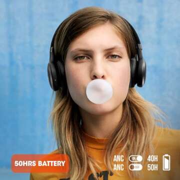 JBL Live 460NC wireless on-ear Noise Cancelling headphones with 50H battery, microphone for calls, lightweight and comfortable, and Alexa Built-in (Optimized for Android), iOS compatible (Blue)