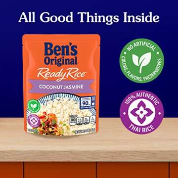 BEN'S ORIGINAL Ready Rice Coconut Jasmine Flavored Rice, Easy Dinner Side, 8.5 oz Pouch (Pack of 12)