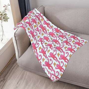 Preppy Blanket Cute Funny Monkeys Decor Throw Blanket Gifts for Girls Boys Super Warm Soft Plush Fleece Flannel Blanket Winter Couch Bedding Blanket for Baby Kids Women 50"x40"