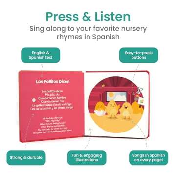 Binibi Spanish Musical Book for Babies & Toddlers 1-3 Los Pollitos Dicen & Other Nursery Rhymes | Sp...