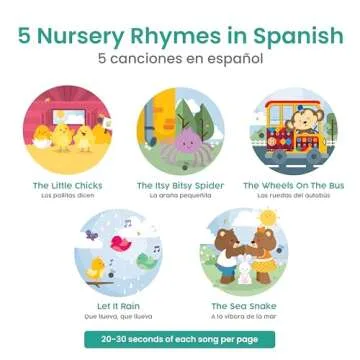 Binibi Spanish Musical Book for Babies & Toddlers 1-3 Los Pollitos Dicen & Other Nursery Rhymes | Spanish Learning for Kids | Bilingual Children's Book | Sound Book | Libro en español para bebés