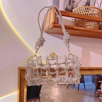 Clear Rhinestone Acrylic Clutch for Parties and Weddings