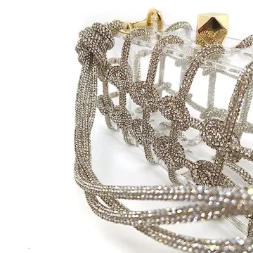 Clear Rhinestone Acrylic Clutch for Parties and Weddings