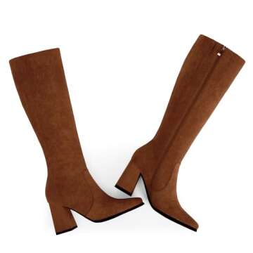 Stylish Modatope Women Knee High Chunky Heel Boots