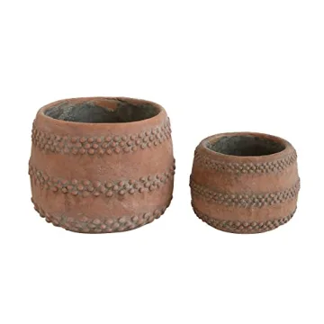 Creative Co-Op Boho Cement Planter with Dot Design