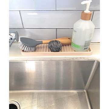 Happitasa Silicone Kitchen Sink Organizer Tray, Sponge Holder and Countertop Protector | Bathroom an...