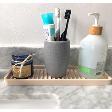 Happitasa Silicone Kitchen Sink Organizer Tray, Sponge Holder and Countertop Protector | Bathroom and Kitchen Soap Dish and Dispenser Tray (Sand Dollar, 12"x4")