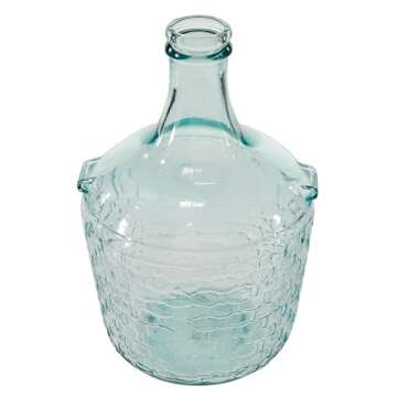 Deco 79 Recycled Glass Handmade Decorative Vase Spanish Bottle Centerpiece Vase with Bubble Texture,...