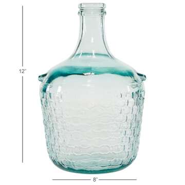 Deco 79 Recycled Glass Handmade Decorative Vase Spanish Bottle Centerpiece Vase with Bubble Texture, Flower Vase for Home Decoration 8" x 8" x 12", Clear