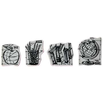 Stampers Anonymous Tim Holtz Mini Blueprints Strip Cling Stamps 3"X10", Schoolhouse, Grey, 3" by 10"