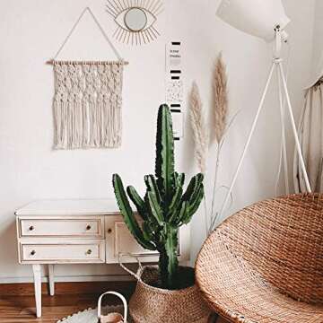 Macrame Cord 4mm x 547Yards, Natural Cotton Macrame Rope - 4 Strands Twisted Macrame Cotton Cord for Wall Hanging, Plant Hangers, Crafts, Gift Wrapping and Wedding Decorations（4mmX500m）