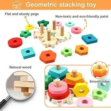 WOOD CITY Stacking Toys for Toddlers | Montessori Shape Sorter