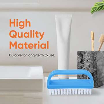 Superio Nail Scrubber Brush Nail Brush for Cleaning Fingernails Hand, and Toes, Small Scrub Brush Hand Scrubber Fingernail Brush Cleaner with Handle- Stiff Bristles, (3 Pack)