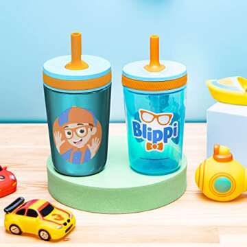Zak Designs Blippi Kelso Toddler Cups For Travel or At Home, 12oz Vacuum Insulated Stainless Steel S...