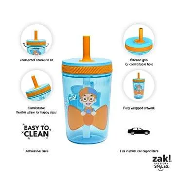 Zak Designs Blippi Kelso Toddler Cups For Travel or At Home, 12oz Vacuum Insulated Stainless Steel Sippy Cup With Leak-Proof Design is Perfect For Kids