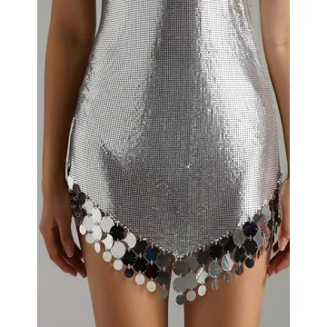 Elegant BELLA BARNETT Silver Mini V-Neck Sleeveless Dress