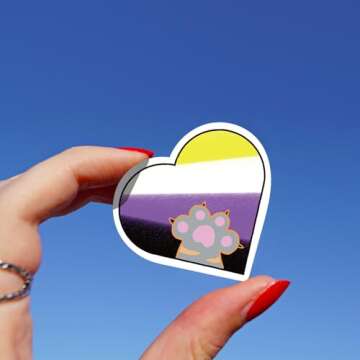 MEPLUM Non Binary Pride Stickers, 110 Pcs Pride Stickers Bulk for Non-Binary Pride Stuff, Waterproof Vinyl LGBTQ Nonbinary Pride Stickers Pack, Non Binary Pride Present Accessories Decorations