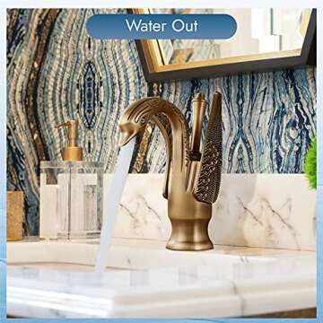 Cinwiny Swan Faucet - Vintage Brass Bathroom Sink Tap