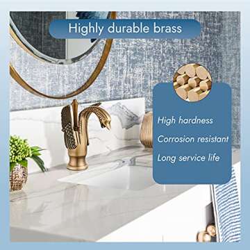 Cinwiny Swan Faucet - Vintage Brass Bathroom Sink Tap