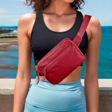 NGIL Crossbody Belt bag for Woman, Crossbody Pack, Small Belt Pack for Women, Workout, Traveling, Running Hip Bag, Hiking Waist Bag with Adjustable Strap (Red Wine)