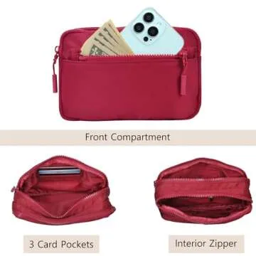 NGIL Crossbody Belt bag for Woman, Crossbody Pack, Small Belt Pack for Women, Workout, Traveling, Running Hip Bag, Hiking Waist Bag with Adjustable Strap (Red Wine)