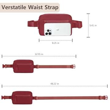 NGIL Crossbody Belt bag for Woman, Crossbody Pack, Small Belt Pack for Women, Workout, Traveling, Running Hip Bag, Hiking Waist Bag with Adjustable Strap (Red Wine)