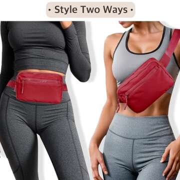 NGIL Crossbody Belt bag for Woman, Crossbody Pack, Small Belt Pack for Women, Workout, Traveling, Running Hip Bag, Hiking Waist Bag with Adjustable Strap (Red Wine)