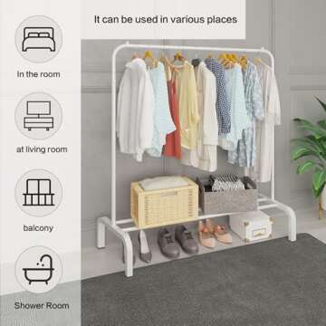 JIUYOTREE Metal Clothing Rack for Stylish Storage Solutions