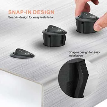 APIELE 5Pcs Rocker Switch ON Off KCD1 Mini Round Toggle Switch SPST 2Pin Snap-in Design Car Boat Automotive with Wires Pre-Wired AC 6A/250V 10A/125V 12VDC