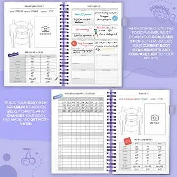 EPEWIZD Food Journal for Women Weight Loss Journal Wellness Meal Planner A5 Size Food Dairy Calories Counter Book Hardcover Workout Planner Tracking Progress Undated-Purple