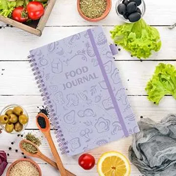 EPEWIZD Food Journal for Women Weight Loss Journal Wellness Meal Planner A5 Size Food Dairy Calories Counter Book Hardcover Workout Planner Tracking Progress Undated-Purple