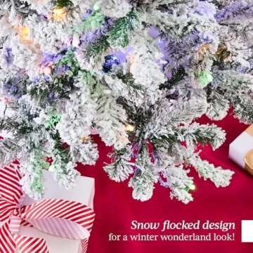 Best Choice Products Pre-Lit Artificial Christmas Tree 4.5ft Snow Flocked Pine Tree, 2-in-1 White and Multicolor LED Lights, Full Snowy Appearance