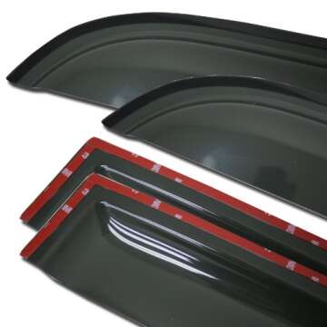 Tuningpros WV-708-2 Outside Mount Window Visor Deflector Rain Guard Dark Smoke 4-pc Set, Compatible ...