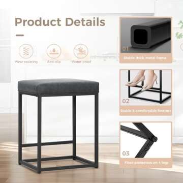 Stylish MAISON ARTS 24" Bar Stools Set of 2 for Kitchen