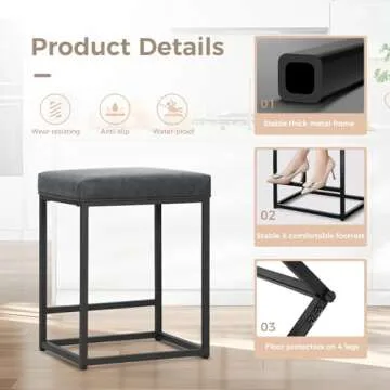 Stylish MAISON ARTS 24" Bar Stools Set of 2 for Kitchen