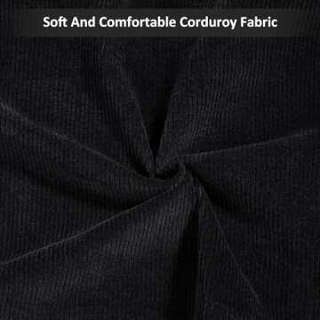 Etercycle Women Corduroy Tote Bag, Casual Handbags Big Capacity Shopping Shoulder Bag with Pocket (Black)