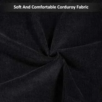 Etercycle Women Corduroy Tote Bag, Casual Handbags Big Capacity Shopping Shoulder Bag with Pocket (Black)